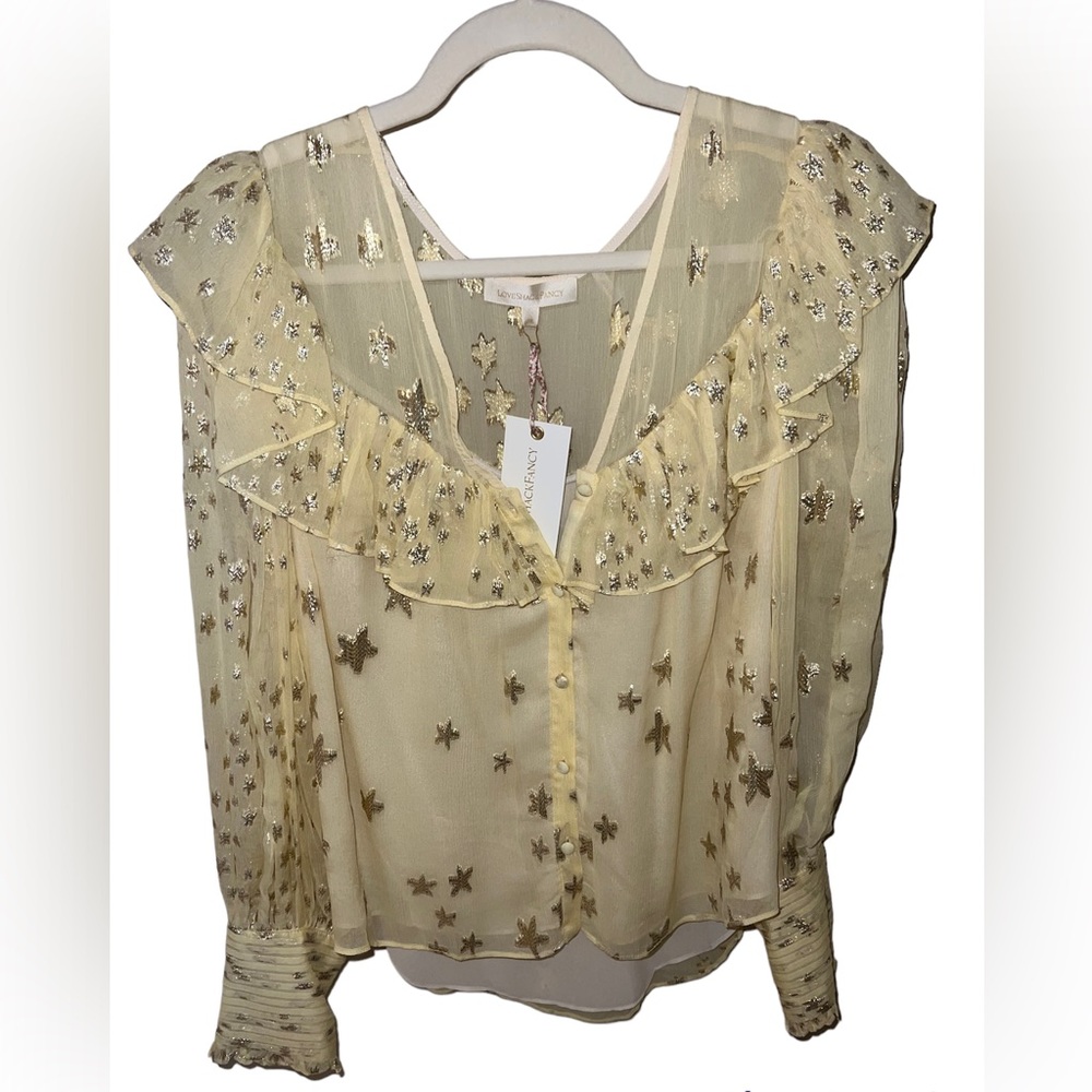 BRAND NEW W TAGS LOVESHACKFANCY LT361-506 Harleigh Top Sunflower Color